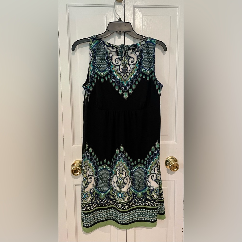 APT 9 Summer Shift Dress - Black with Paisley Pattern Sz PM
